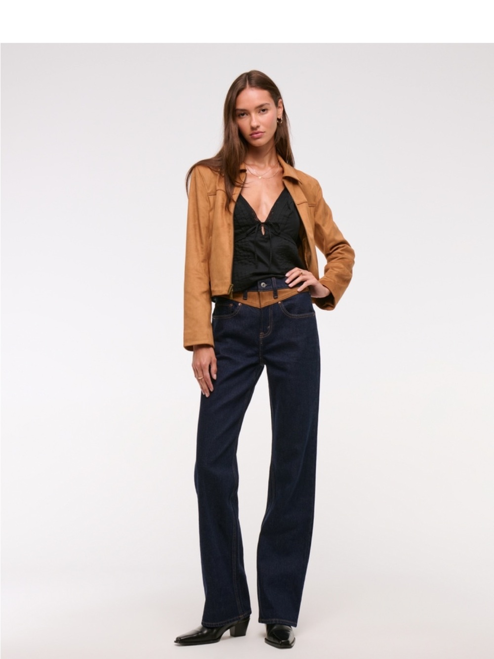 Abercrombie & Fitch Dark Wash Suede Yolk Jeans